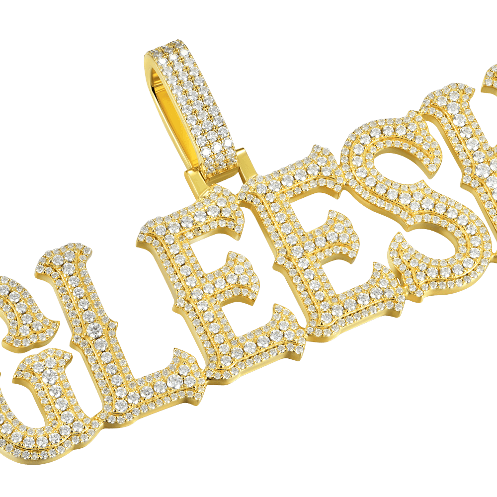 Custom Moissanite Bosox Font/Number Gold Name Pendant - Rose Gold