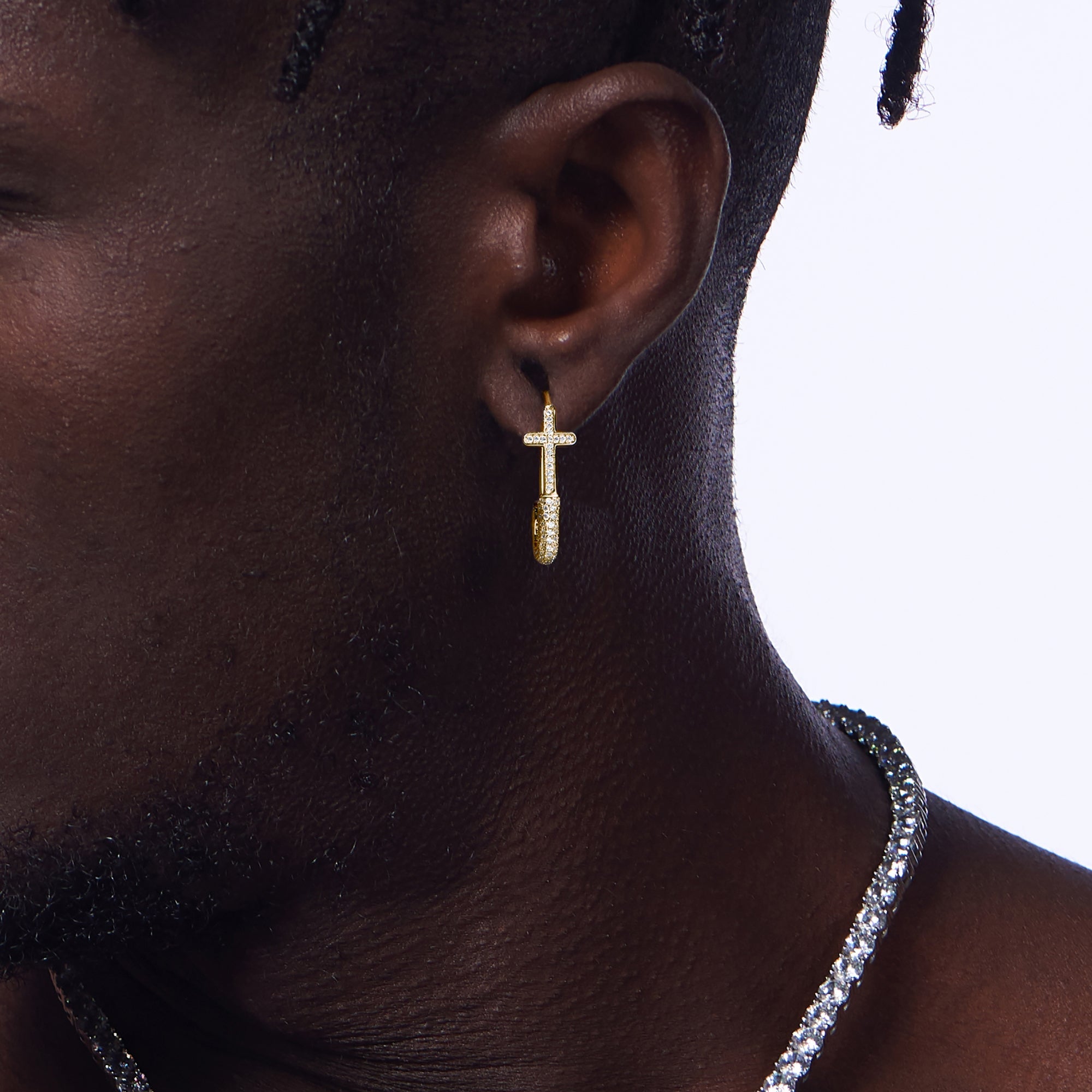 S925 Pin Cross Hoop Earring