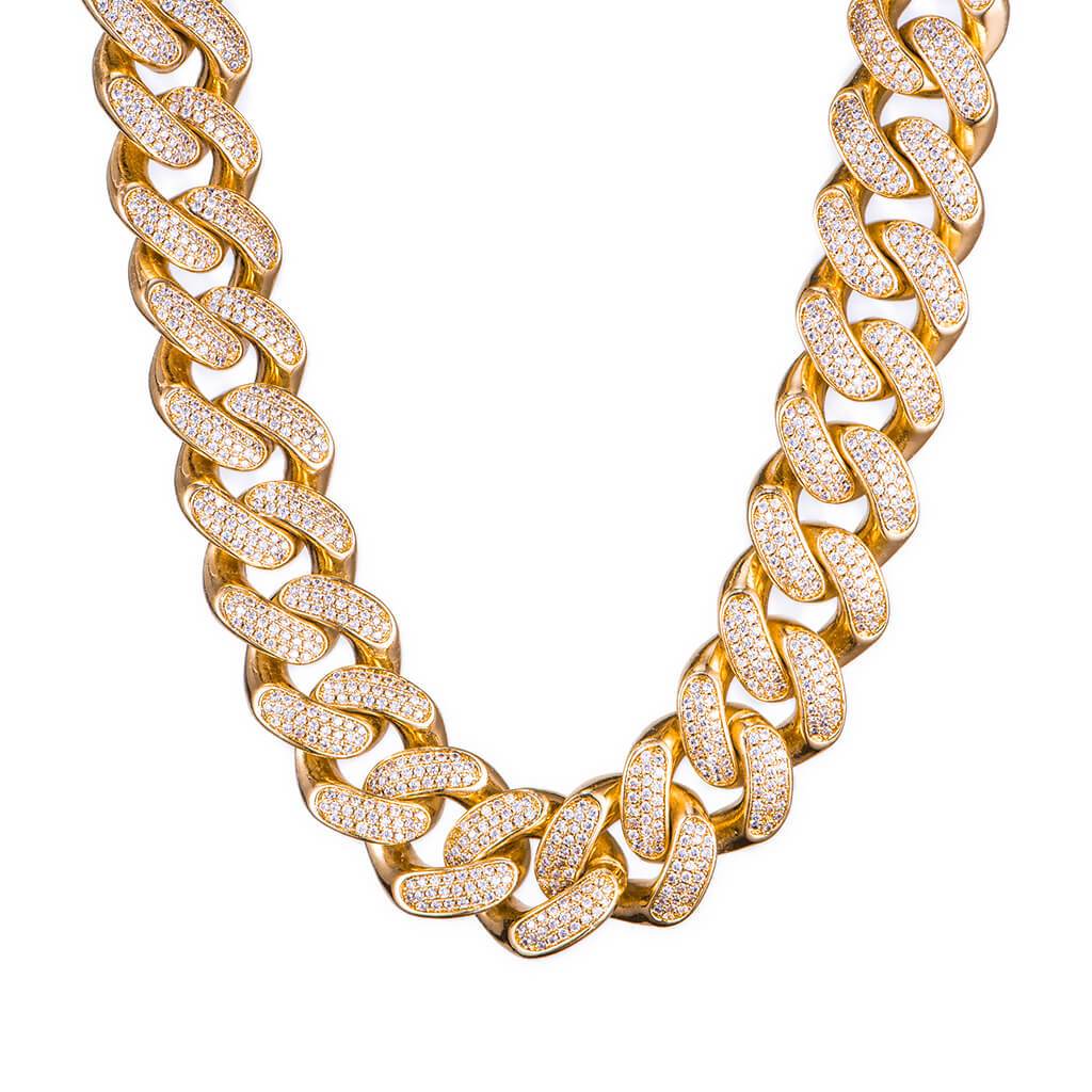 18k diamond cuban link chain Clearance