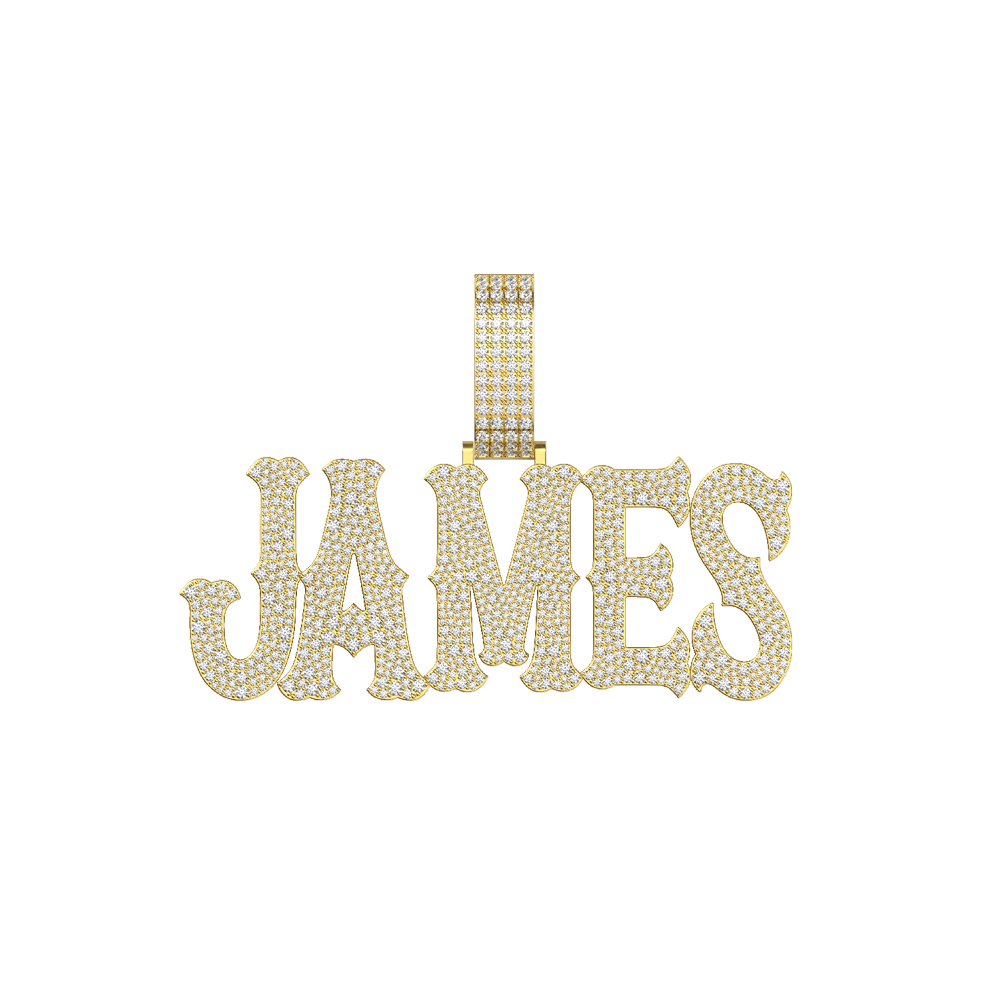 Custom Moissanite Bosox Font/Number Gold Name Pendant