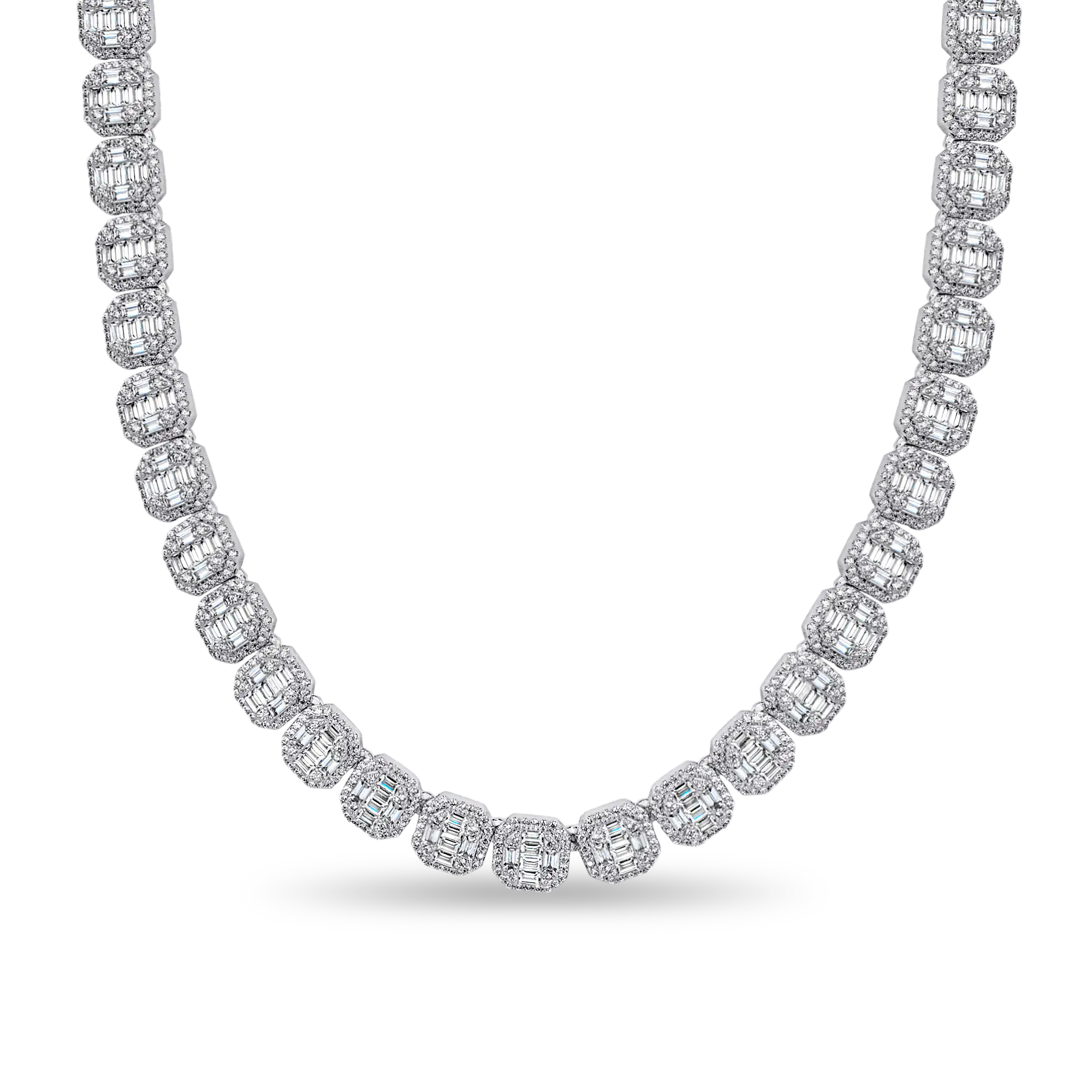 Baguette Clustered Tennis Chain 8mm White Gold – APORRO® EUROPE