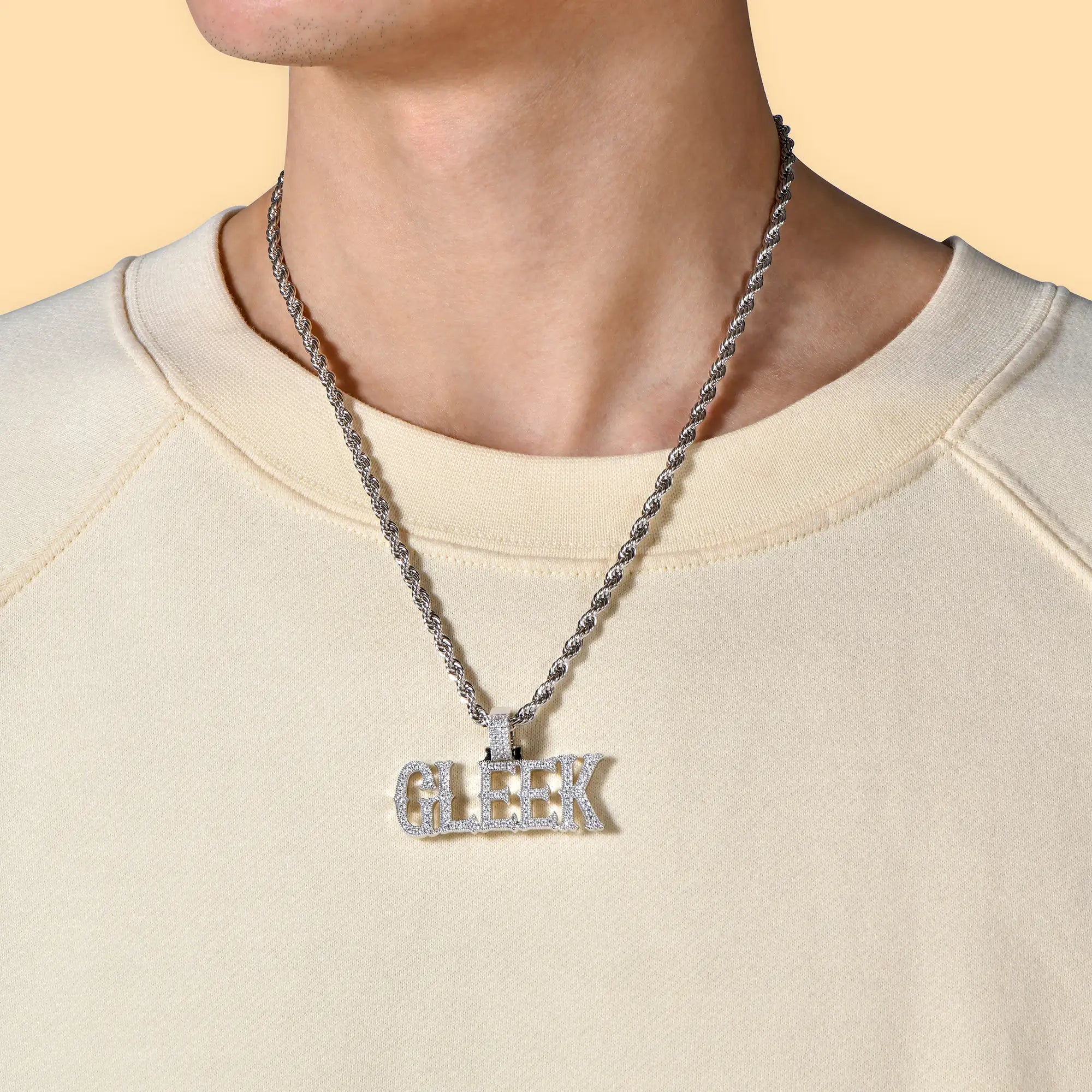 Custom Moissanite Bosox Font/Number Gold Name Pendant - Rose Gold