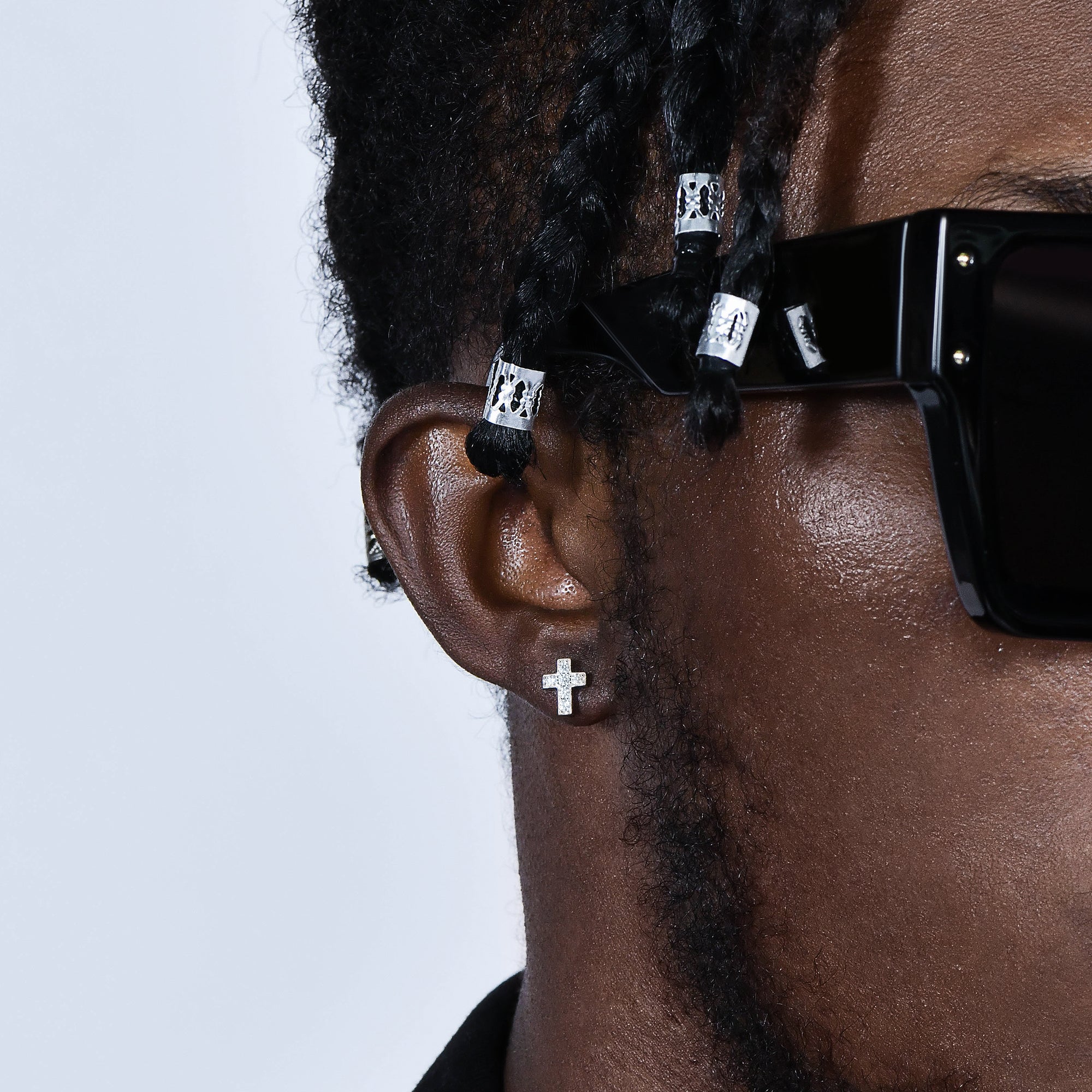 S925 Cross Hoop Earrings - Pair