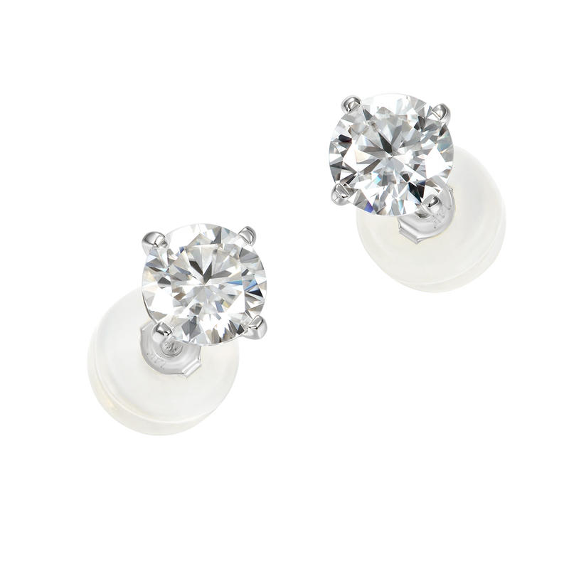 Solid Gold Round Diamond Stud Earrings-Pair - APORRO