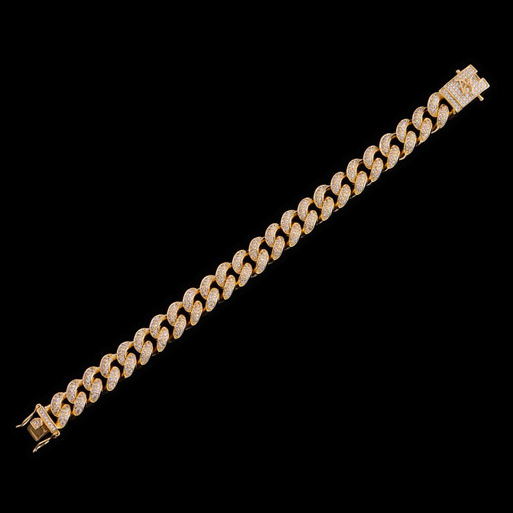 12mm 14K Gold Iced Cuban Bracelet