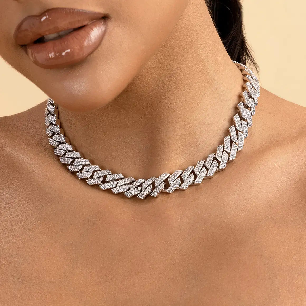 Moissanite Round Cut Prong Cuban Link Chain - 12mm
