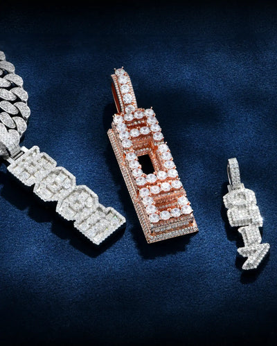 Custom Iced Vertical Letter Pendant