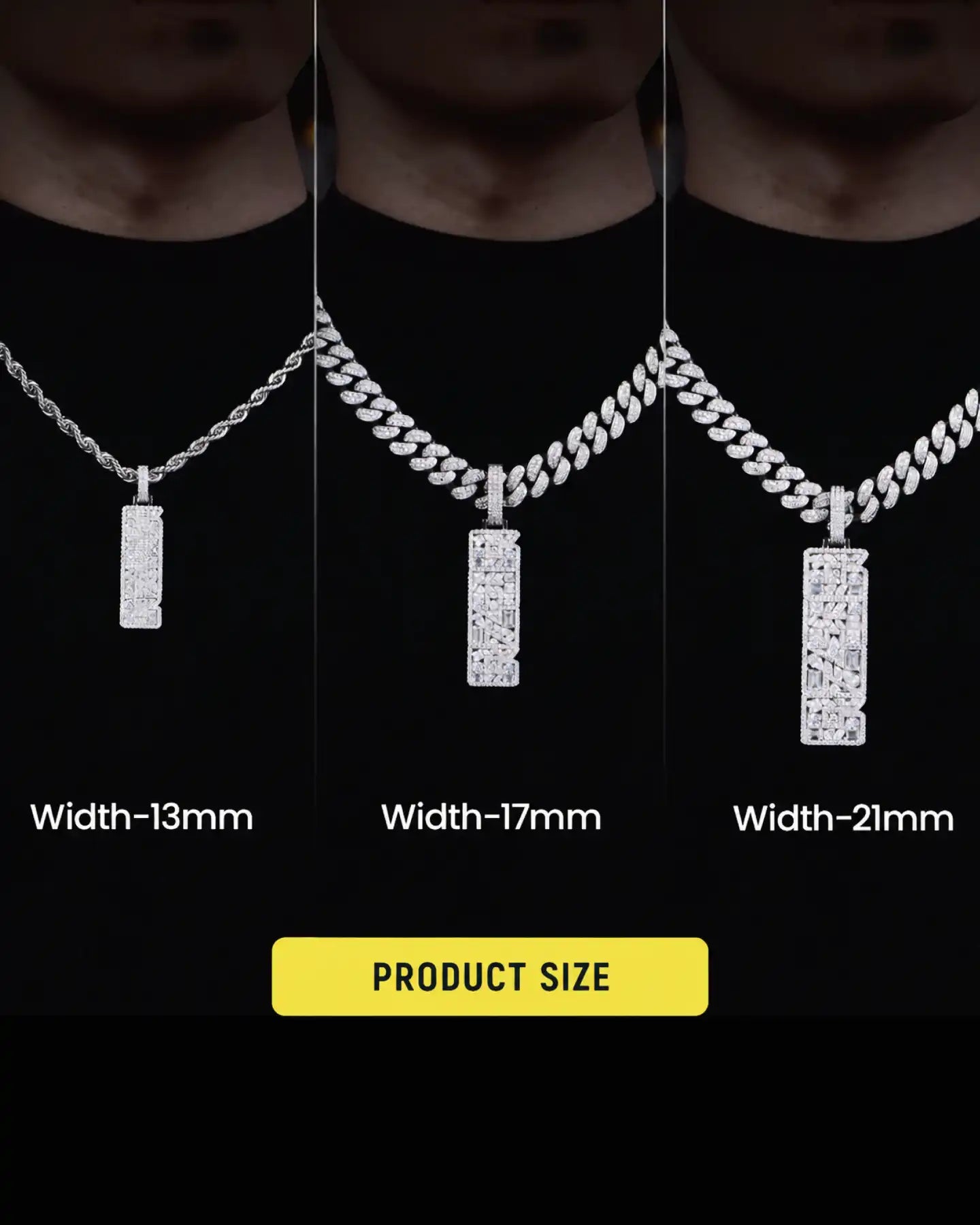 Custom Iced Mix-cut Vertical Pendant