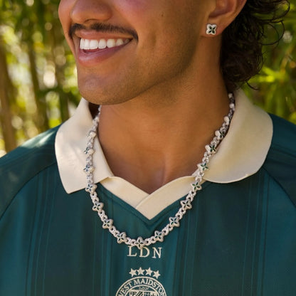 Iced Luminous Clover Necklace & Wallet Chain