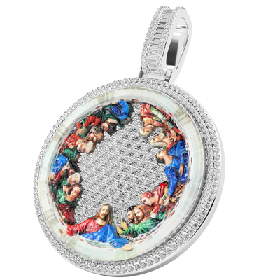 Benutzerdefinierter runder 50-mm-Moissanit-Emaille-Anhänger