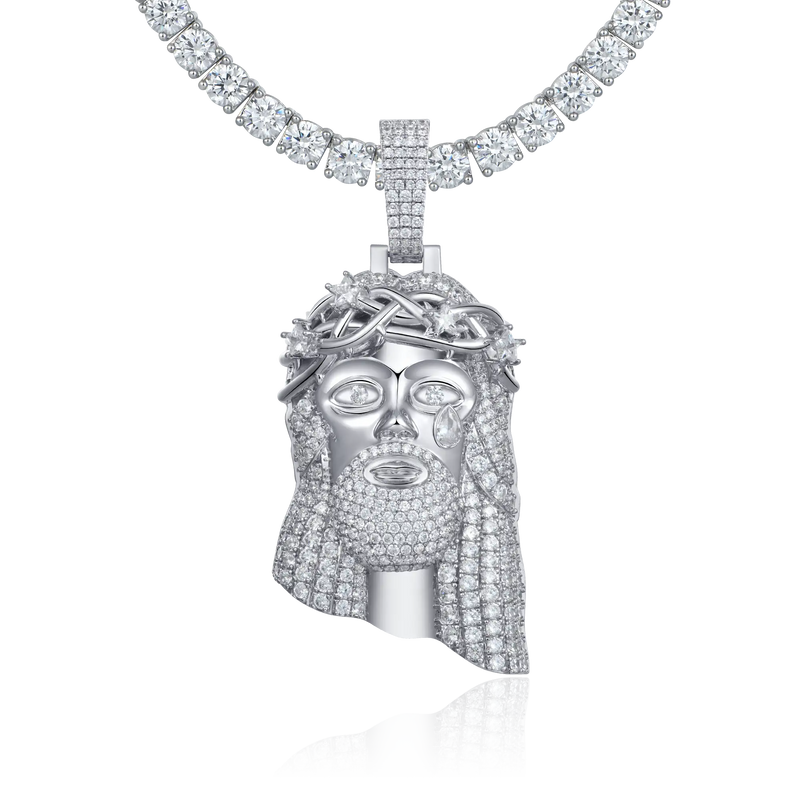 White Gold Stellar Jesus Pendant - Small - APORRO