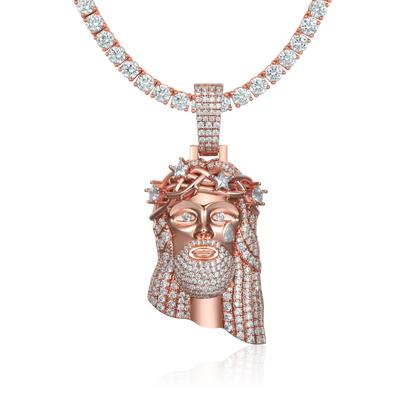 Moisanite Rose Gold Stellaire Jésus Pendant - Medium