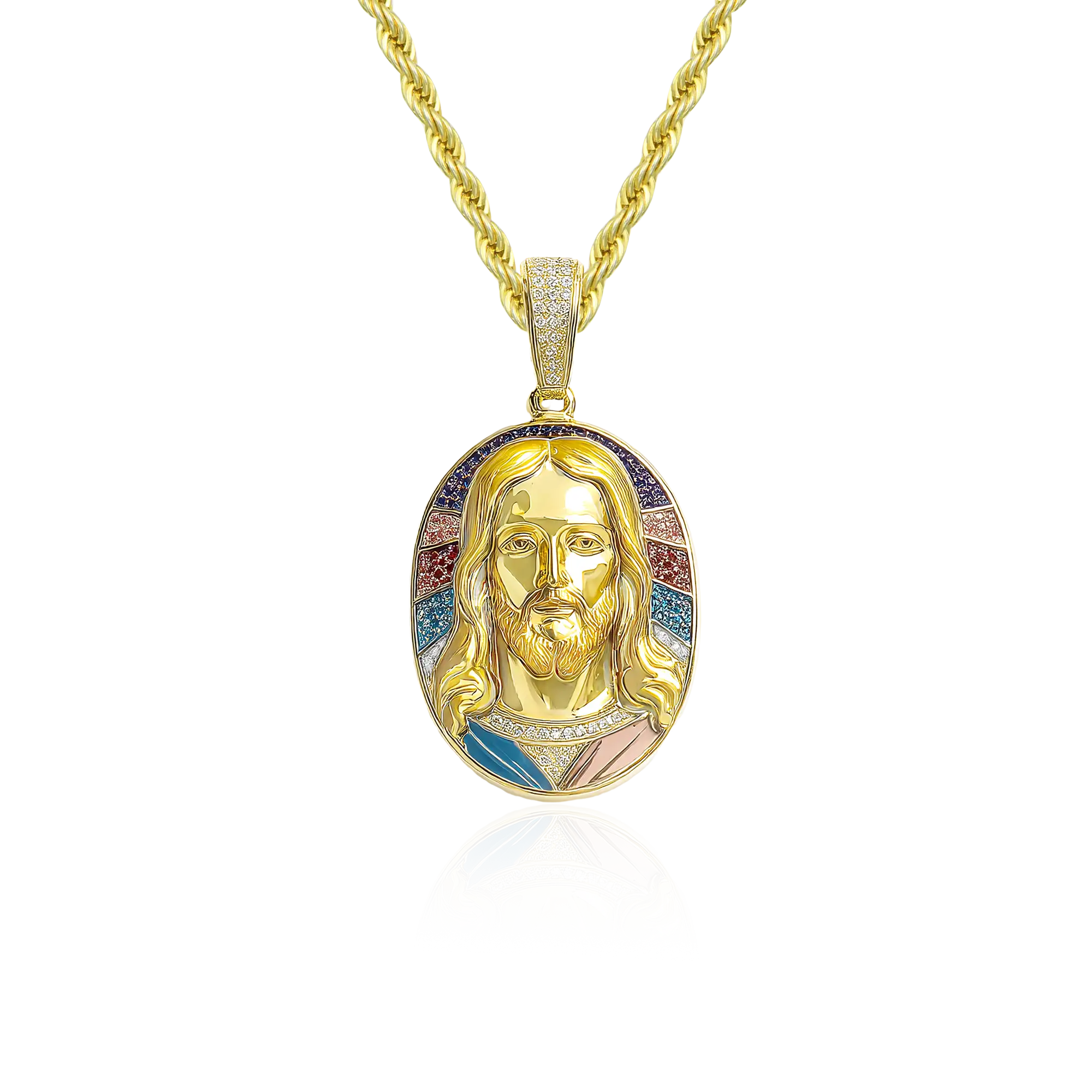 Emerald Mercy Jésus Pendant - 51 mm