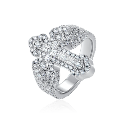 Anillo cruzado baguette de moissanita