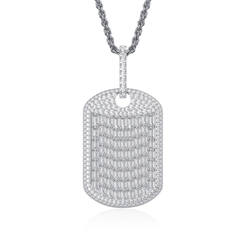 Custom Iced Out Baguette Cut Dog Tag Pendant