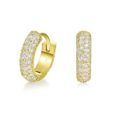 S925 Round Paved Hoop Earrings