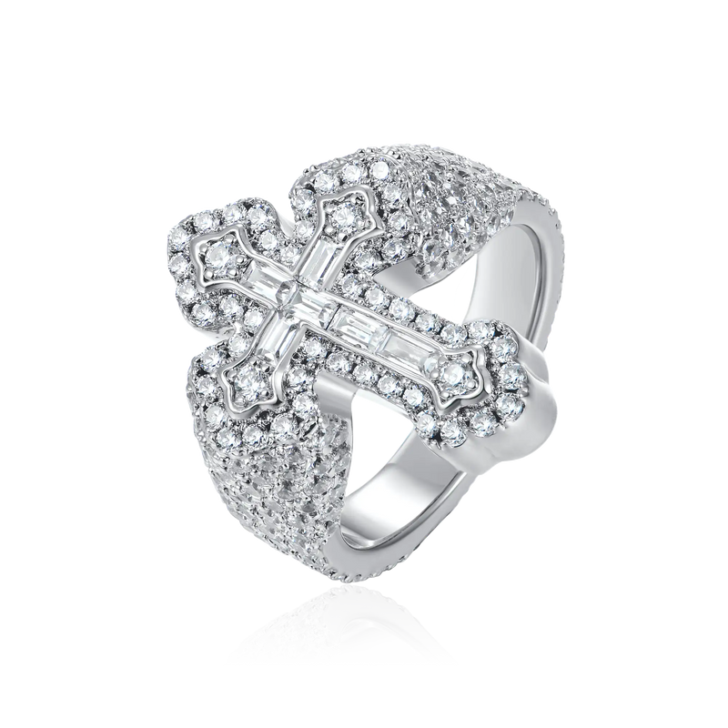 Moissanite Baguette Cross Ring - APORRO