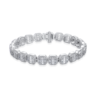 Pulsera de tenis agrupada en forma de baguette - 8 mm