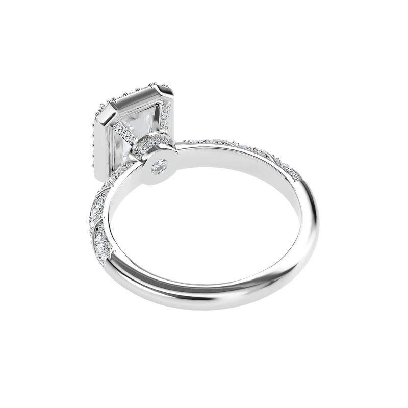 Bague de fiançailles en corde de diamant Halo taille émeraude personna - APORRO