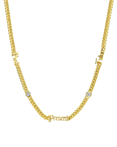 5mm 14k Gold Moissanite Custom Old English Name Necklace