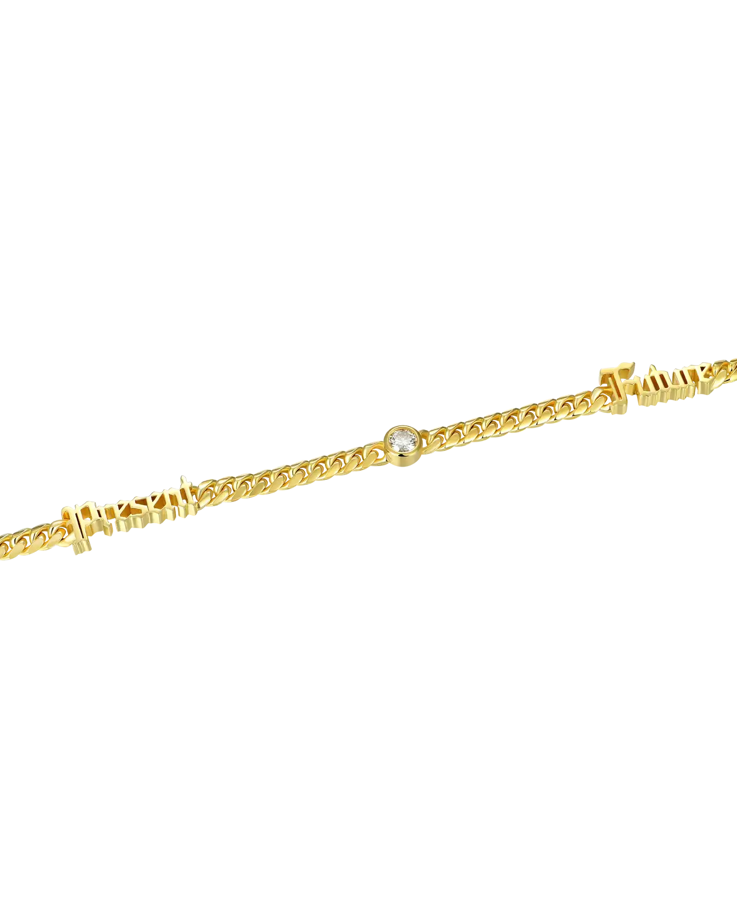 5mm 14k Gold Moissanite Custom Old English Name Necklace