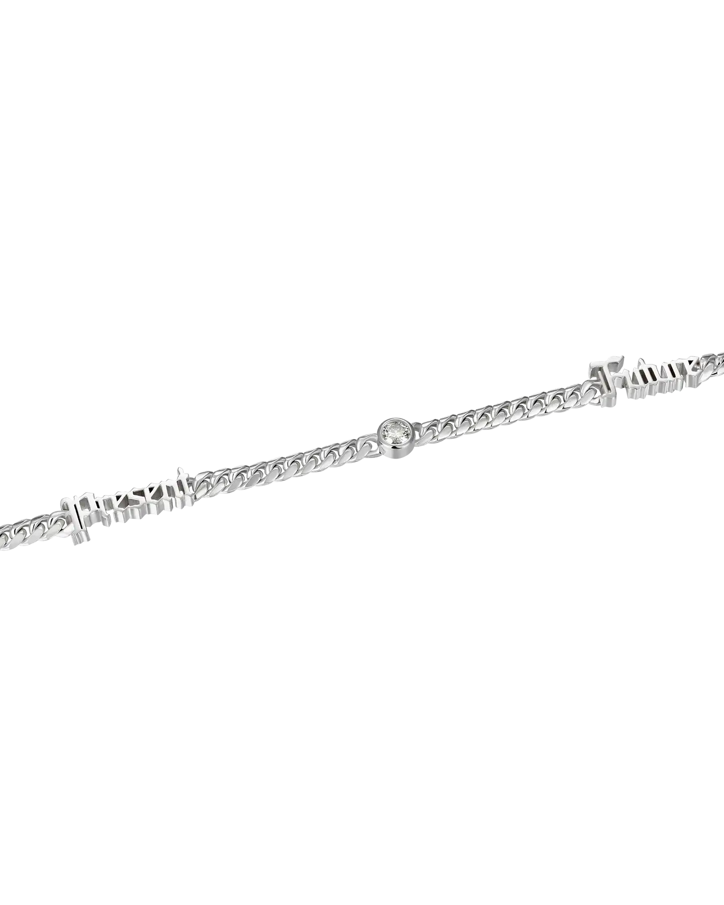 5mm 14k Gold Moissanite Custom Old English Name Necklace