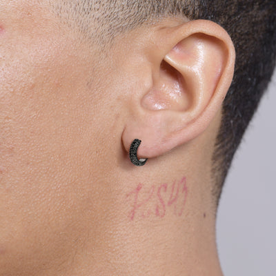 S925 Round Paved Hoop Earrings