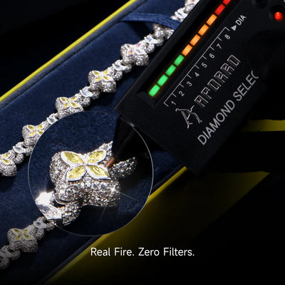 Collana con trifoglio luminoso Moissanite & Catena per portafoglio - diamante giallo