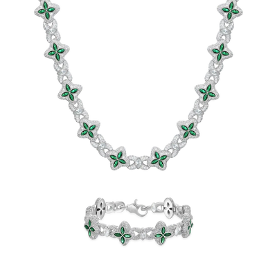 Iced Luminous Clover Chain & Armbandset