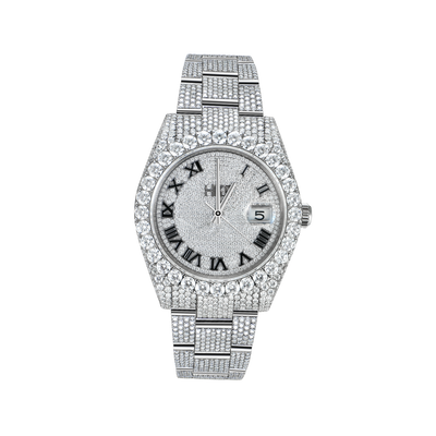 Maßgeschneiderte 44-mm-Diamantuhr mit Moissanit-Diamant