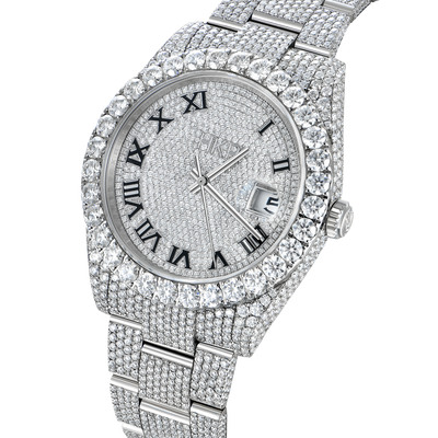 Maßgeschneiderte 44-mm-Diamantuhr mit Moissanit-Diamant