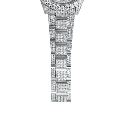 Maßgeschneiderte 44-mm-Diamantuhr mit Moissanit-Diamant
