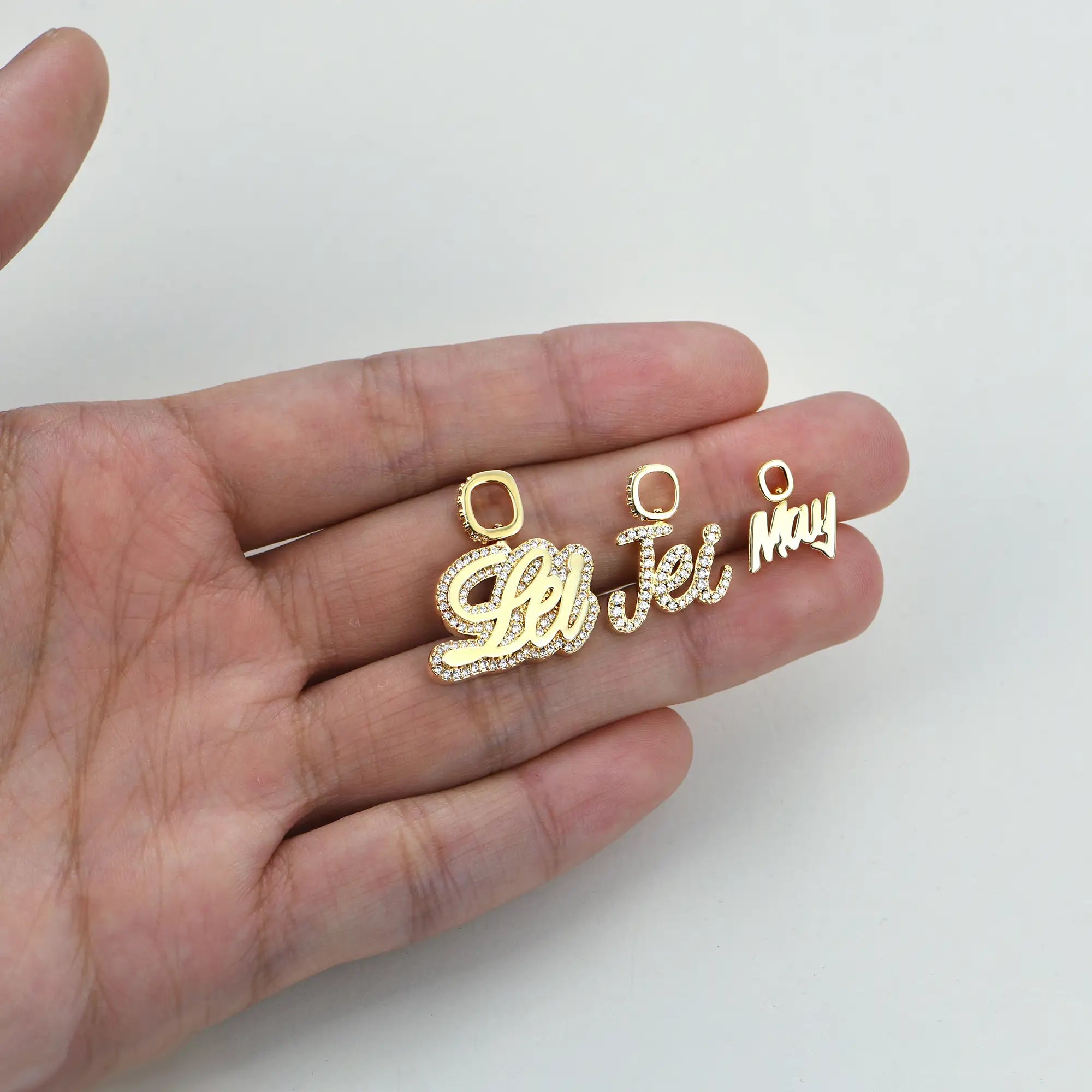 Micro Custom 10K Solid Gold Font Pendant Necklace