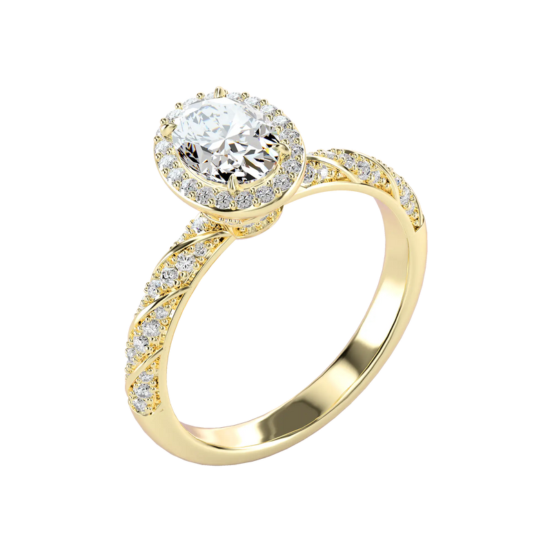 Bague de fiançailles en corde de diamant halo taille ovale - APORRO