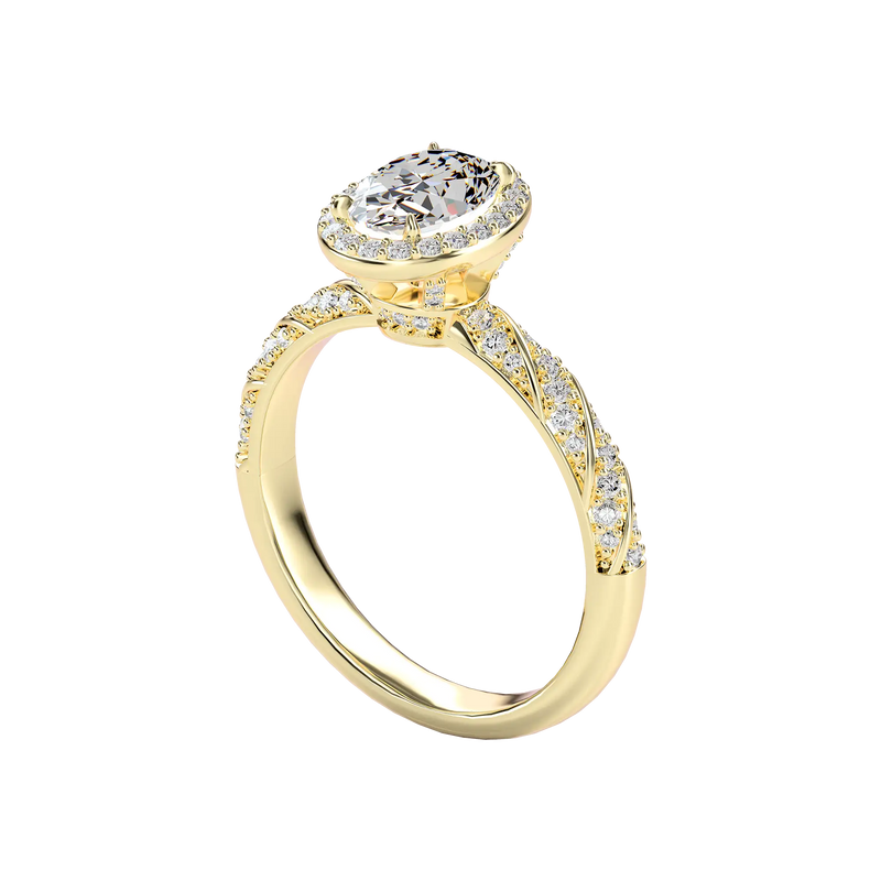 Bague de fiançailles en corde de diamant halo taille ovale - APORRO