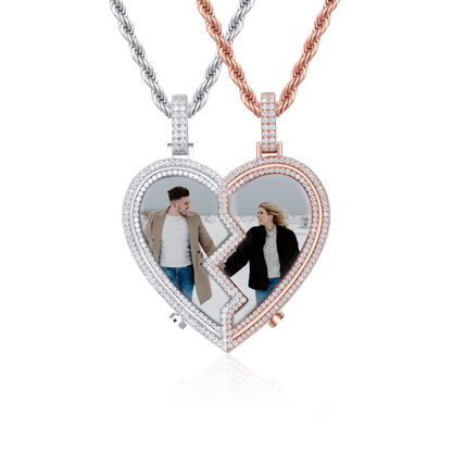 Pendentif photo personnalisé avec cadre en forme de cœur éternel