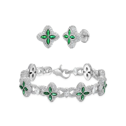 Iced Luminous Clover Bracelet & Earring Set