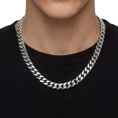 Plain Gold Cuban Link Chain With Moissanite Clasp - 12mm