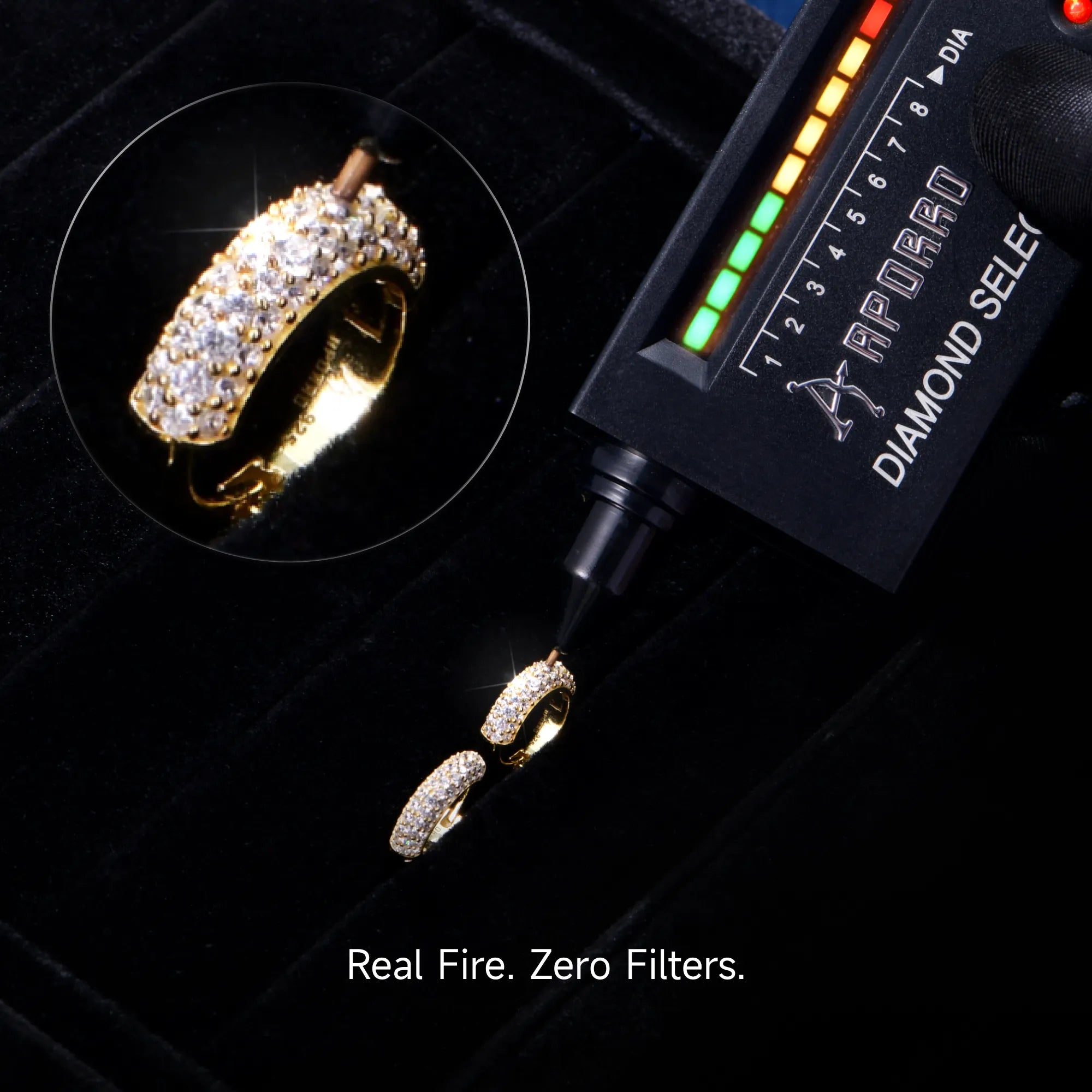 Runde, gepflasterte Creolen aus Moissanit S925