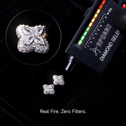 Moissanite S925 Luminous Clover Earrings - White Diamond