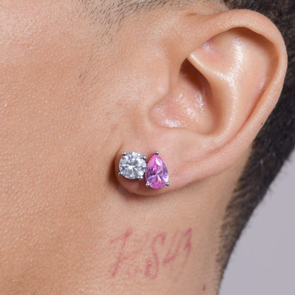 Moissanite Toi et Moi Stud Earrings – Round & Pear