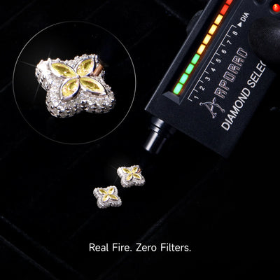 Moissanit S925 leuchtende Kleeblatt-Ohrringe – gelber Diamant