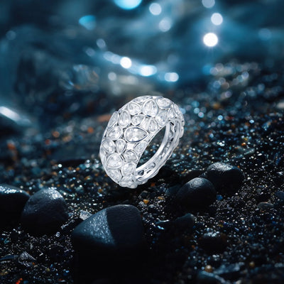 Moissanit Brilliance Tropfen-Pavé-Ring