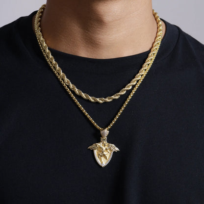 Moissanite Archangel Shield Pendant - Medium