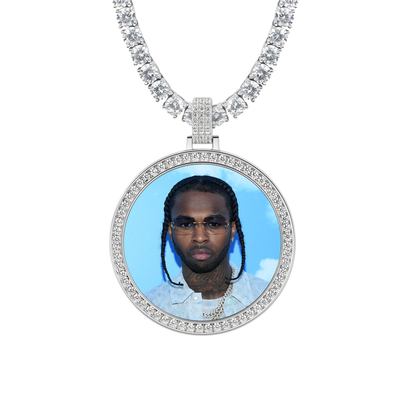 Custom Moissanite 46MM Photo Necklace Pendant