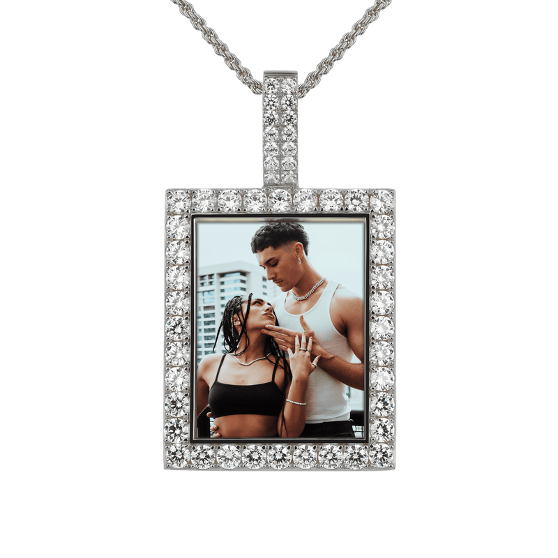 Iced Custom Rectangular Photo Pendant