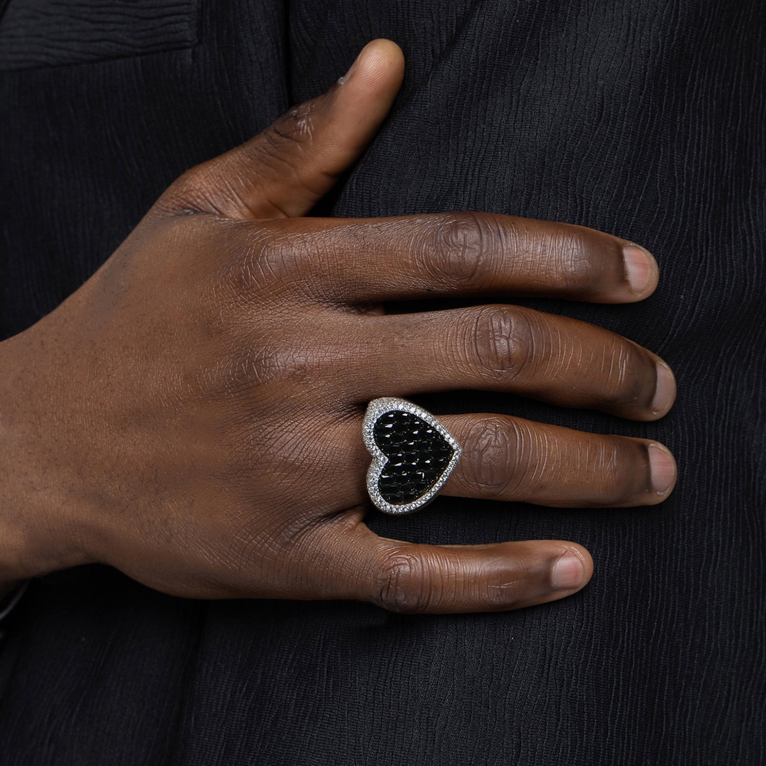 Bague de baguette en forme de cœur personnalisée