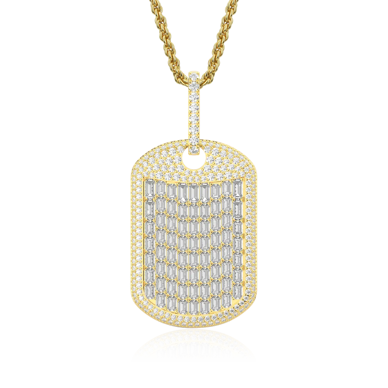 Custom Iced Out Baguette Cut Dog Tag Pendant