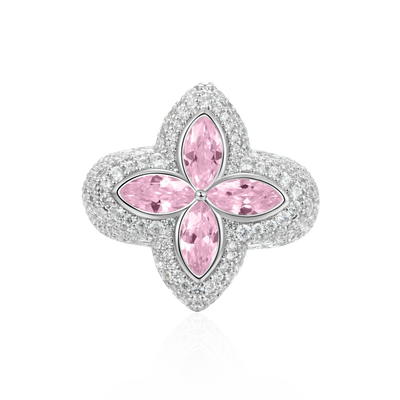 Ring mit leuchtendem Eiskleeblatt – rosafarbener Diamant