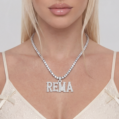 Custom Moissanite Bosox Name Pendant